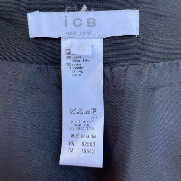 ICB New York Black Shimmery Dress 6 Cutout Pockets - Picture 6 of 7